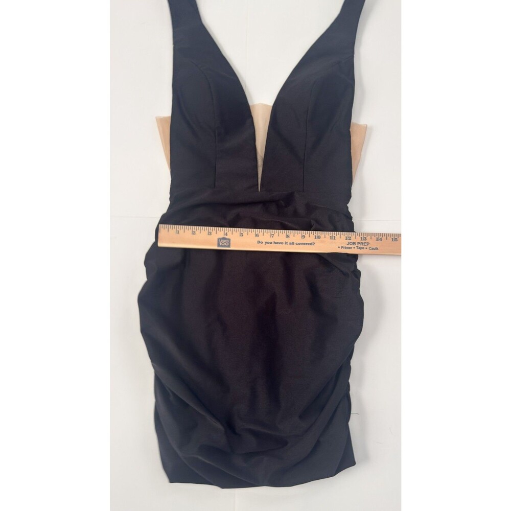 Sherri Hill Women's Black V Neck Mini Dress Size US 6 - Picture 3 of 5